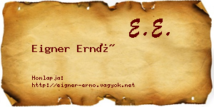 Eigner Ernő névjegykártya